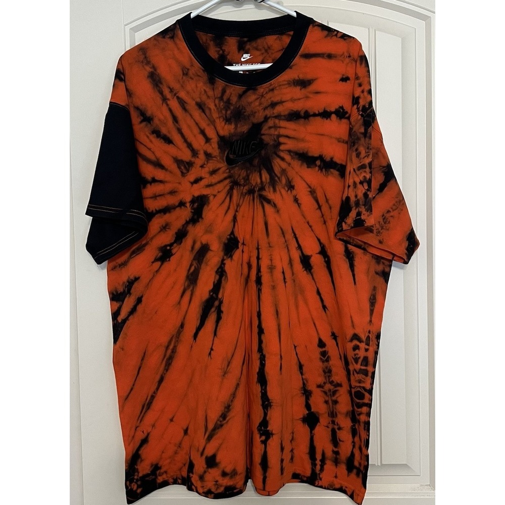 Nike Orange and Black Tie Dye‎ T-Shirt Tee Size XL 100% Cotton